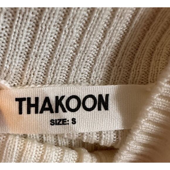 Thakoon‎ Merino Wool Ivory Button Up Turtleneck Cardigan Sz S Minimalist Preppy - Picture 4 of 16